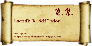 Maczák Nándor névjegykártya