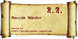Maczák Nándor névjegykártya