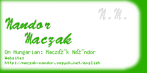 nandor maczak business card